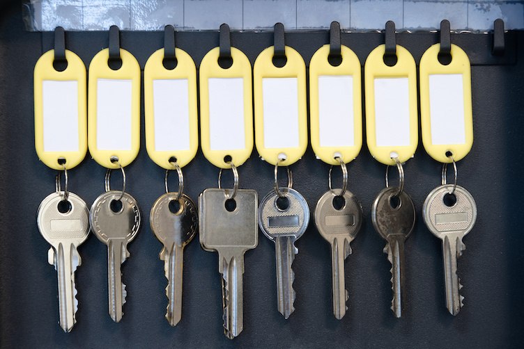 Hanging keys in metal cabinet for safety office or household key