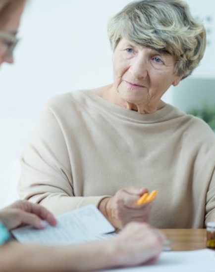 Aged female on medical consultation