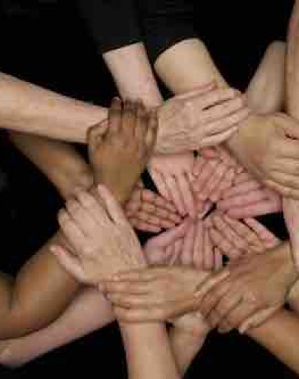 diversity many diverse women's hands symbolize unity and empowerment